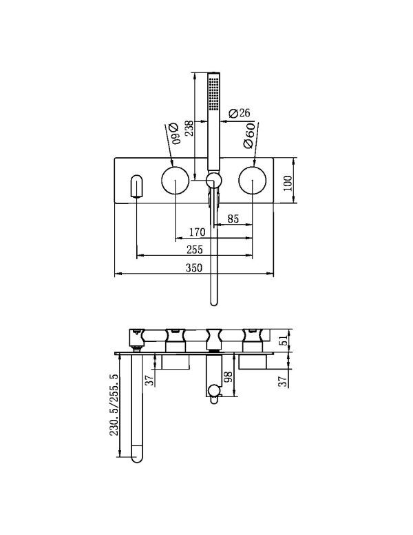 Progressive Shower System with Spout 230mm - Multi Colour
