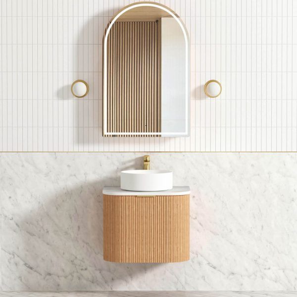 OTBOW-WH Plywood Curve Fluted Wall Hung Vanity - 600mm