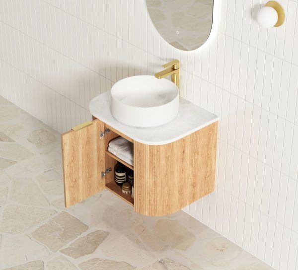 OTBOW-WH Plywood Curve Fluted Wall Hung Vanity - 600mm