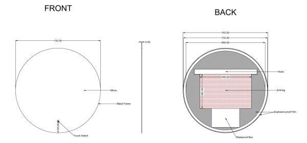 TS Framed Round LED Mirror 750mm - 4 Colours