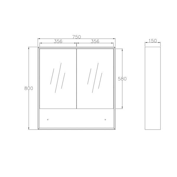 OT Wooden Shaving Cabinet 600/750/900mm