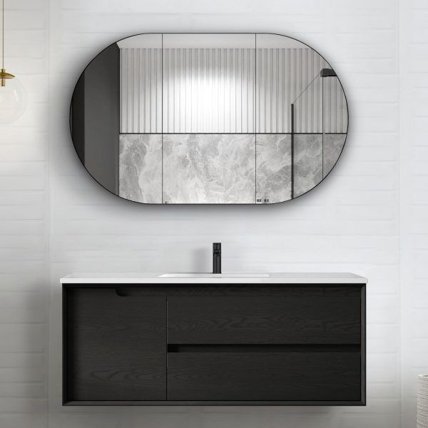 OTBY-WH Plywood Black Oak Wall Hung Vanity - 1200mm Single