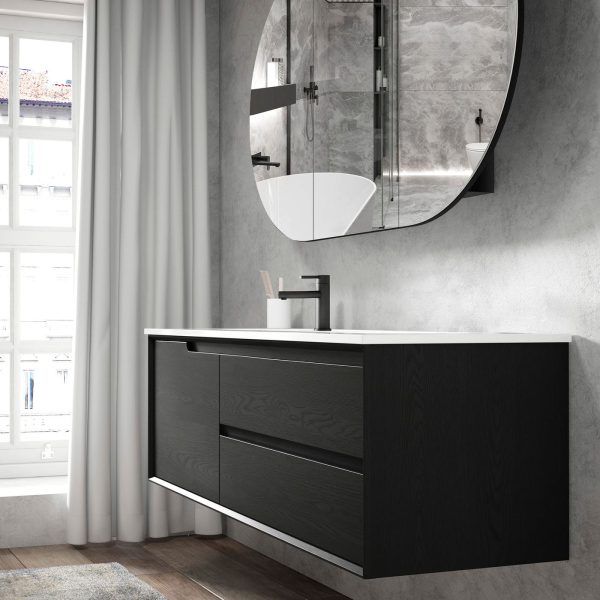 OTBY-WH Plywood Black Oak Wall Hung Vanity - 1200mm Single