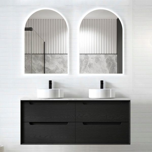 OTBY-WH Plywood Black Oak Wall Hung Vanity - 1200mm Double