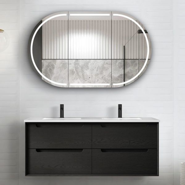 OTBY-WH Plywood Black Oak Wall Hung Vanity - 1200mm Double