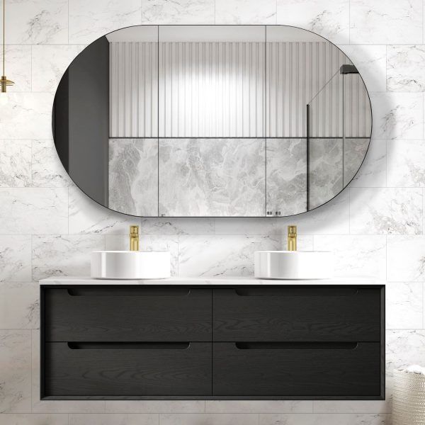 OTBY-WH Plywood Black Oak Wall Hung Vanity - 1500mm Double