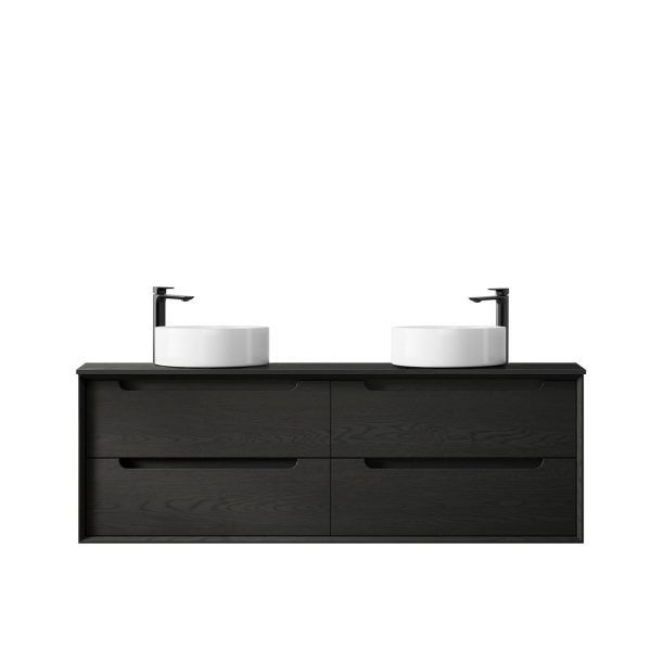 OTBY-WH Plywood Black Oak Wall Hung Vanity - 1500mm Double