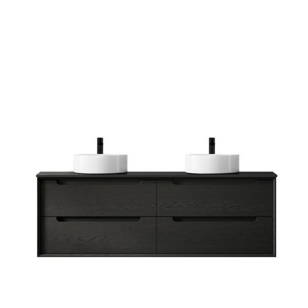 OTBY-WH Plywood Black Oak Wall Hung Vanity - 1500mm Double