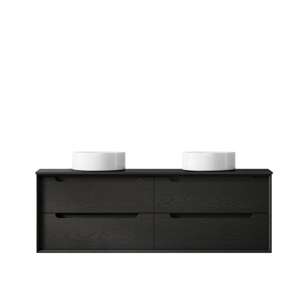 OTBY-WH Plywood Black Oak Wall Hung Vanity - 1500mm Double