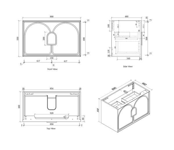 OTLA-WH Plywood Wooden Wall Hung Vanity - 900mm