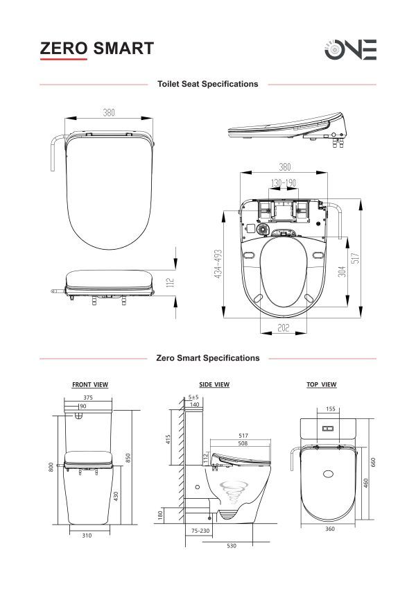 ZUMI Zero Rimless Tornado Flush with Smart Bidet Seat