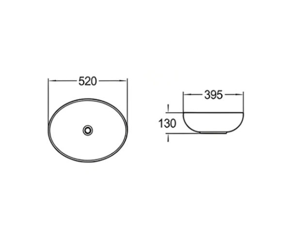 Mecca-5239-MW Matte White Ceramic Basin 520x395x130mm