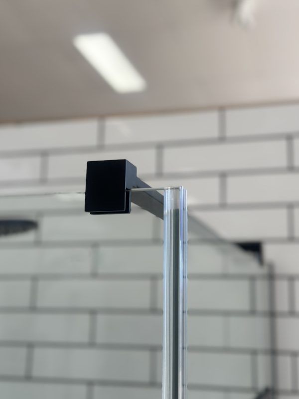 SS08/17 - 10mm Black Frameless Shower Screen with Wall Channels with Seals Included - 950x950mm (Suit on 1000x1000 Base)