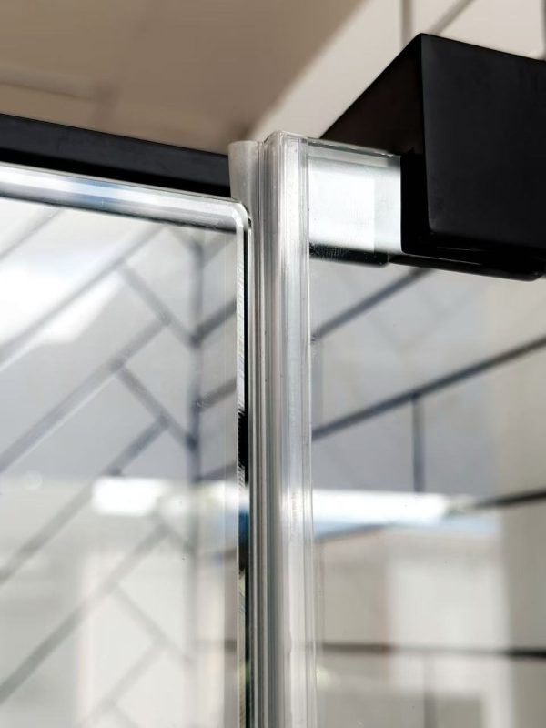 SS08/17 - 10mm Black Frameless Shower Screen with Wall Channels with Seals Included - 950x950mm (Suit on 1000x1000 Base)