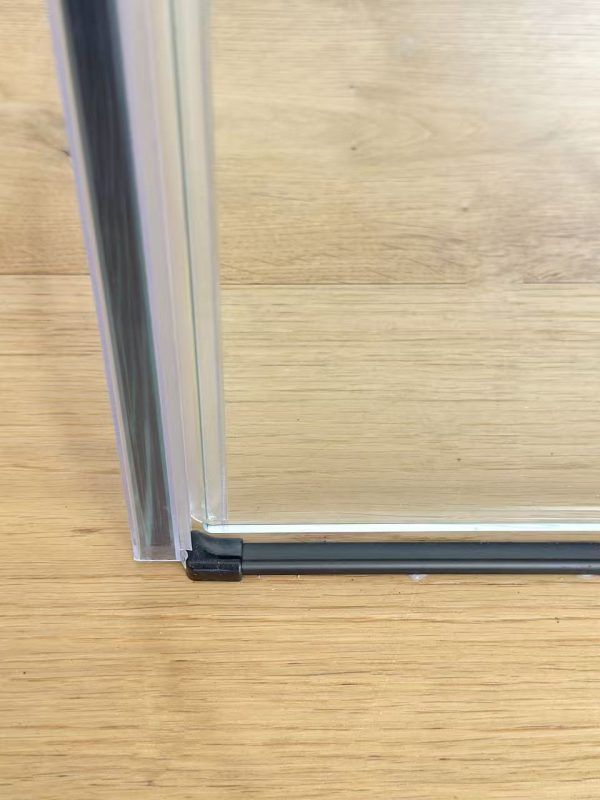 SS08/17 - 10mm Black Frameless Shower Screen with Wall Channels with Seals Included - 950x950mm (Suit on 1000x1000 Base)