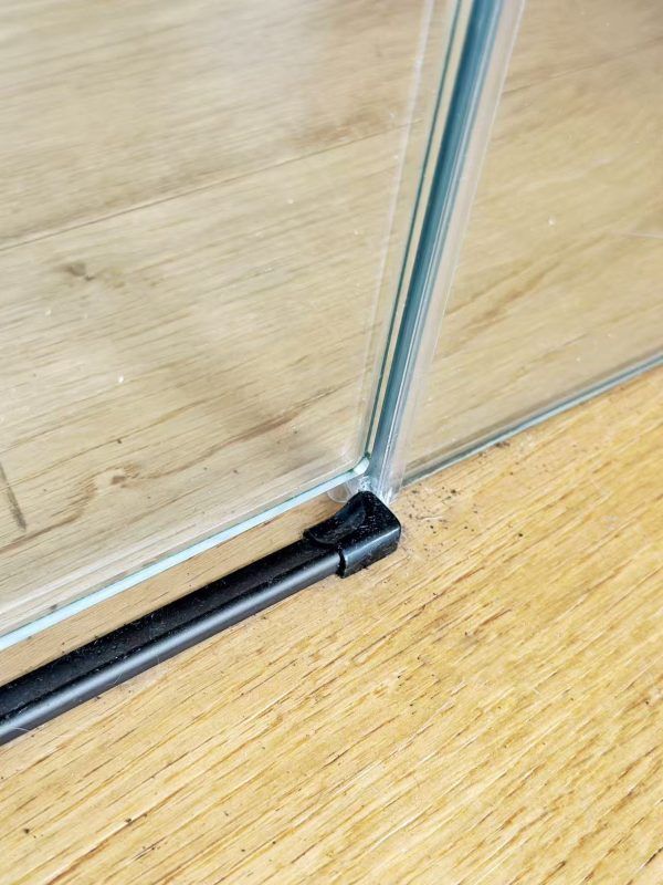 SS08/17 - 10mm Black Frameless Shower Screen with Wall Channels with Seals Included - 950x950mm (Suit on 1000x1000 Base)