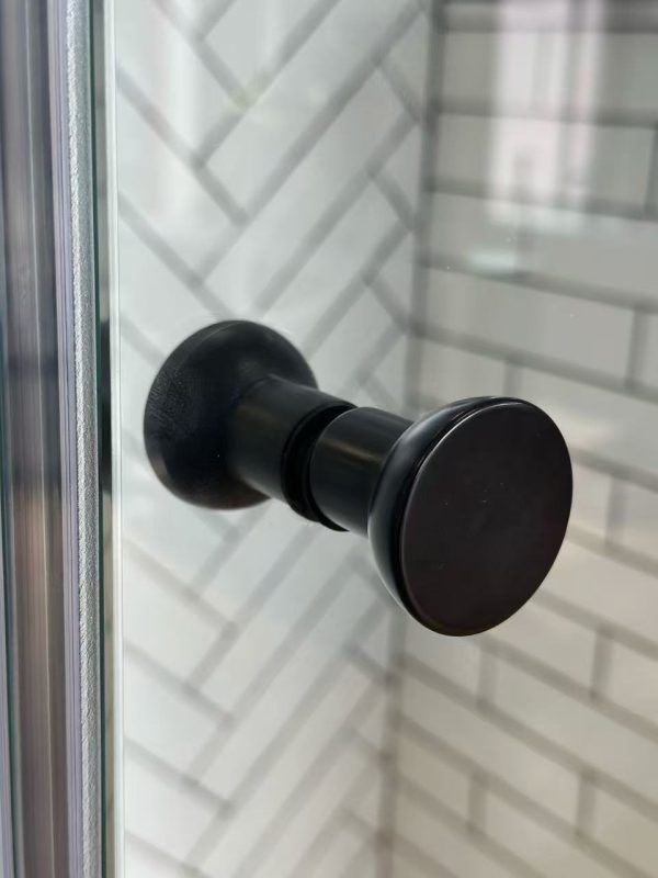 SS08/17 - 10mm Black Frameless Shower Screen with Wall Channels with Seals Included - 950x950mm (Suit on 1000x1000 Base)