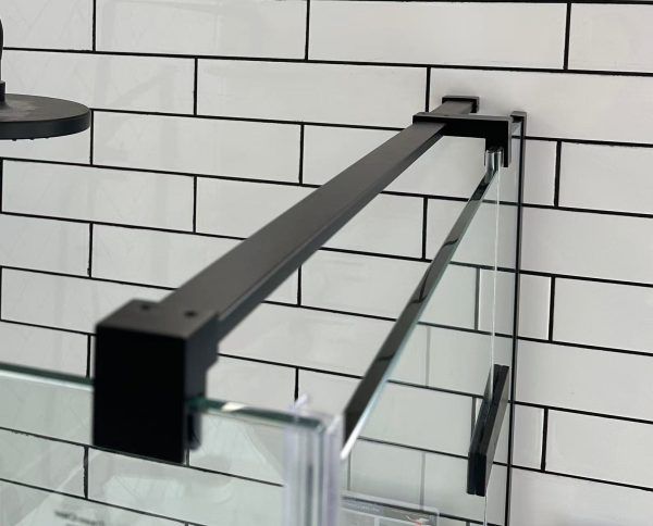 SS08/17 - 10mm Black Frameless Shower Screen with Wall Channels with Seals Included - 950x950mm (Suit on 1000x1000 Base)