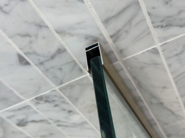 SS08/17 - 10mm Brushed Gold Frameless Shower Screen with Wall Channels with Seals Included - 950x950mm (Suit on 1000x1000 Base)