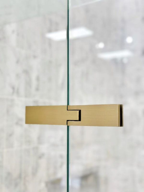 SS08/17 - 10mm Brushed Gold Frameless Shower Screen with Wall Channels with Seals Included - 950x950mm (Suit on 1000x1000 Base)