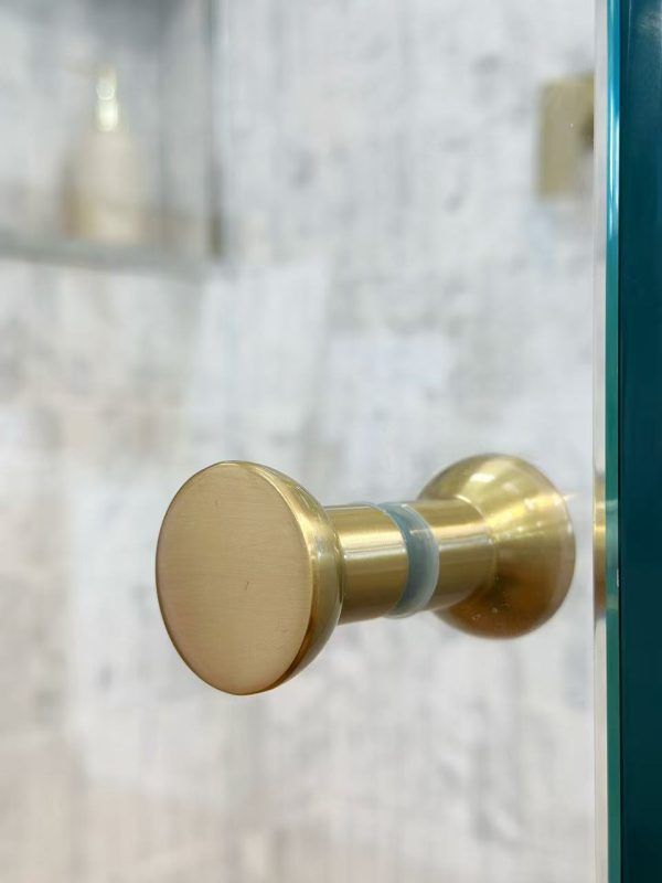 SS08/17 - 10mm Brushed Gold Frameless Shower Screen with Wall Channels with Seals Included - 950x950mm (Suit on 1000x1000 Base)