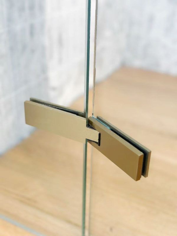SS08/17 - 10mm Brushed Gold Frameless Shower Screen with Wall Channels with Seals Included - 950x950mm (Suit on 1000x1000 Base)