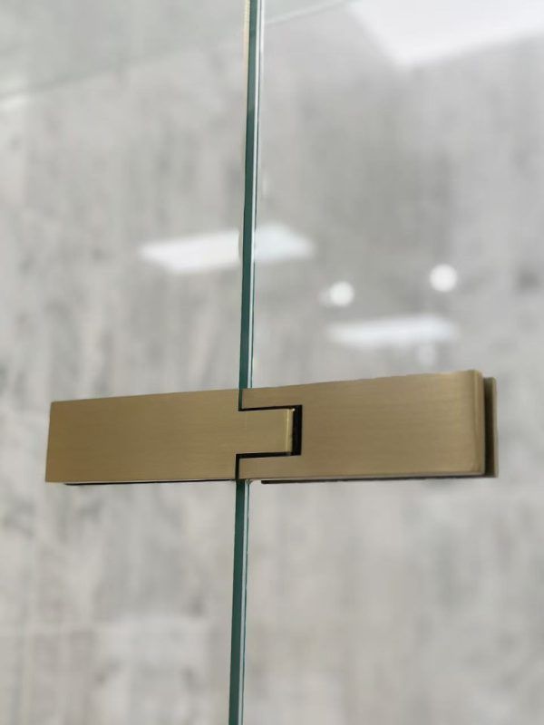 SS08/17 - 10mm Brushed Gold Frameless Shower Screen with Wall Channels with Seals Included - 950x950mm (Suit on 1000x1000 Base)