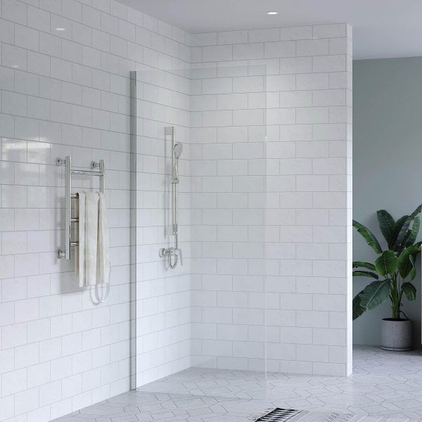 SS0817 - Chrome Walk In Shower Screen with Wall Channel - 950mm