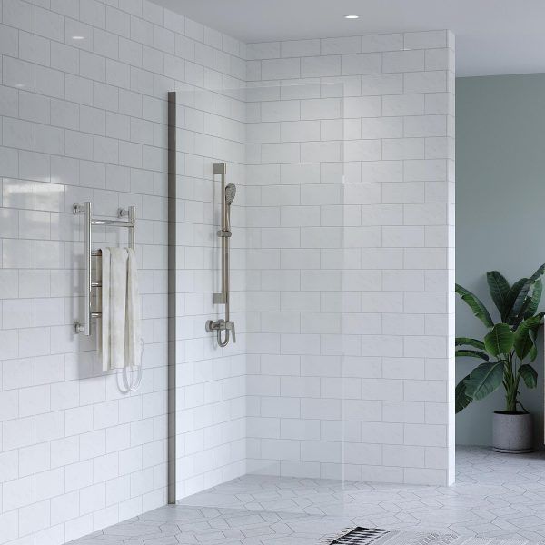 SS0817 - Gun Metal Walk In Shower Screen with Wall Channel - 1200mm