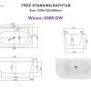 WINSOR 1500R GW OF Winsor 1500mm Right Corner Gloss White Freestanding Bath (Central Waste Location)