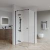 雅黑 SS08/17 - 10mm Black Frameless Shower Screen with Wall Channels with Seals Included - 950x950mm (Suit on 1000x1000 Base)
