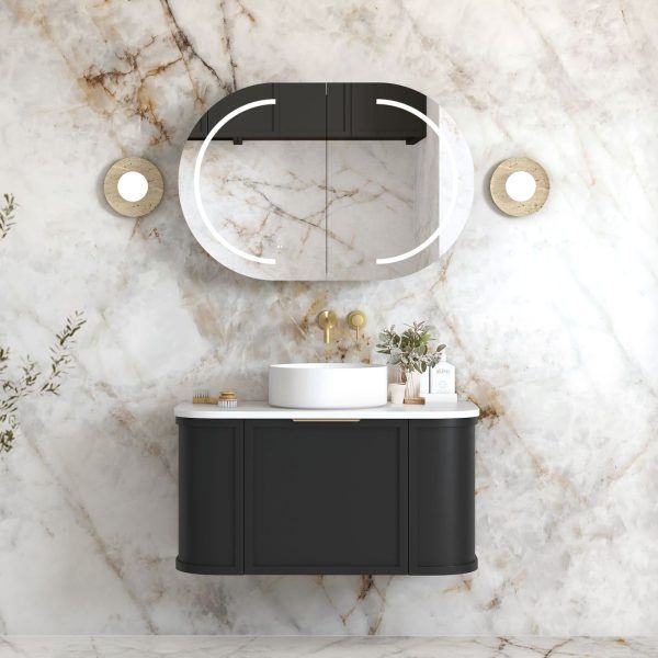 OTBH-900 Black Wall Hung Curve Vanity - 900x460mm