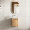 min 400 oak ot OT400L Compact Fluted Wooden Oak Wall Hung Ensuite Vanity - 410x260mm