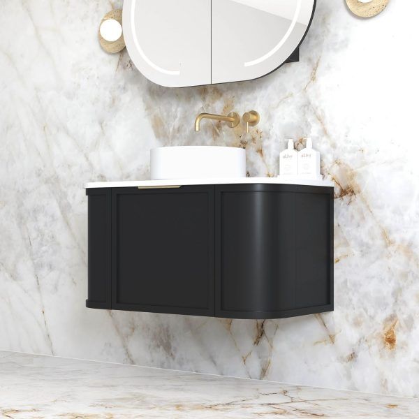 OTBH-900 Black Wall Hung Curve Vanity - 900x460mm