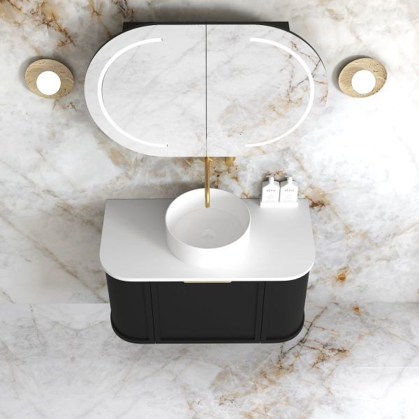 OTBH-900 Black Wall Hung Curve Vanity - 900x460mm