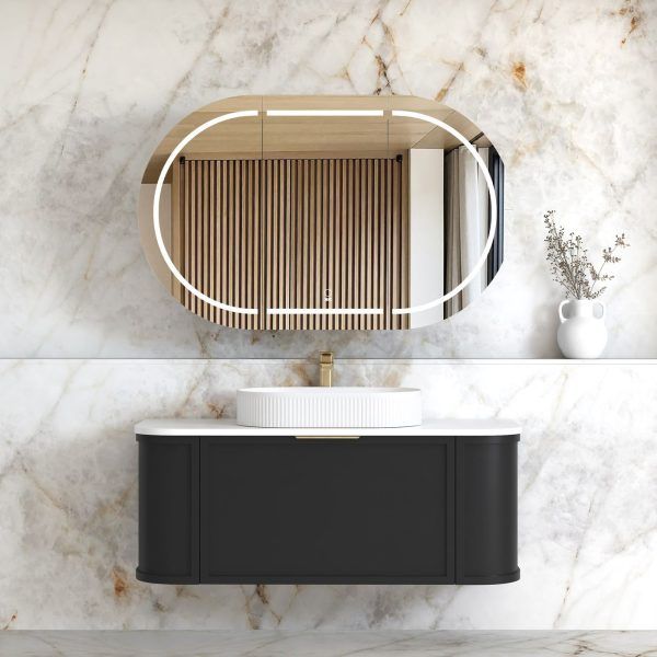 OTBH-1200 Black Wall Hung Curve Vanity - 1200x460mm