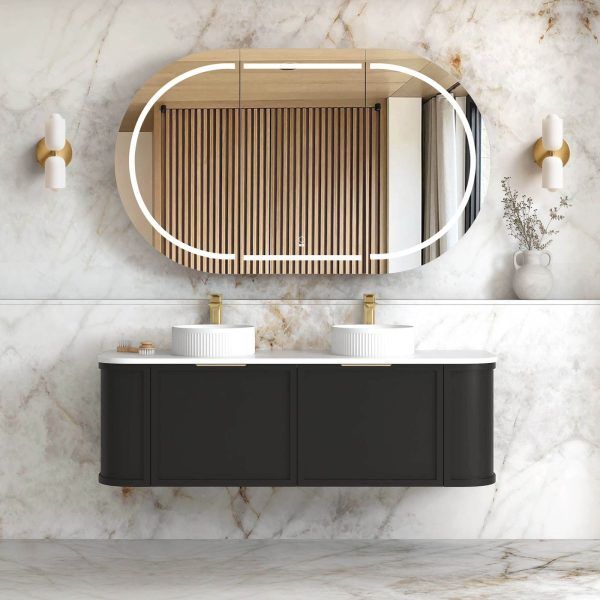 OTBH-1500 Black Wall Hung Curve Vanity - 1500x460mm
