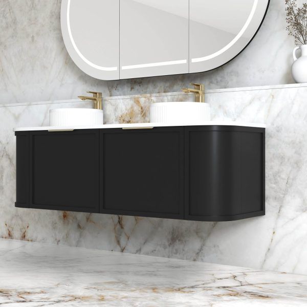 OTBH-1500 Black Wall Hung Curve Vanity - 1500x460mm