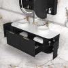 ot boh 1500 3 blk OTBH-1500 Black Wall Hung Curve Vanity - 1500x460mm