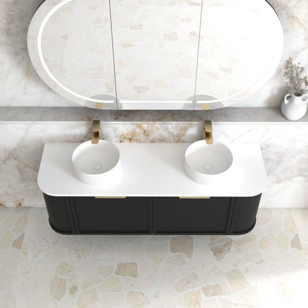 OTBH-1500 Black Wall Hung Curve Vanity - 1500x460mm