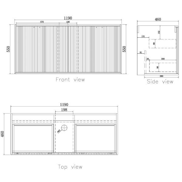 OTMA-1200 Black Wall Hung Vanity - 1200x460mm