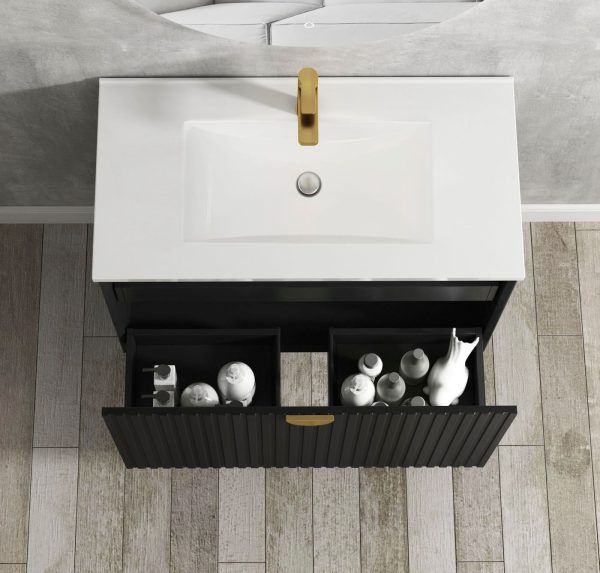 OTMA-900 Black Wall Hung Vanity - 900x460mm