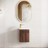 ot400w OT400W Compact Fluted Wooden Walnut Wall Hung Ensuite Vanity - 410x260mm