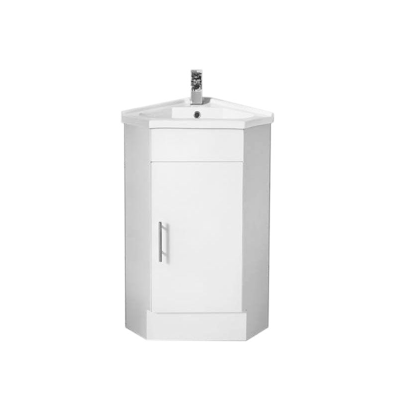 SG410 Gloss White Freestanding Corner Vanity with Polymarble Top – 410x410mm