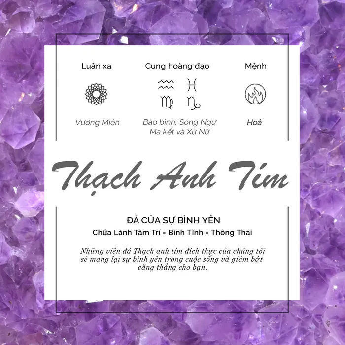 Mặt dây chuyền Sofia đá Thạch Anh Tím bạc 925