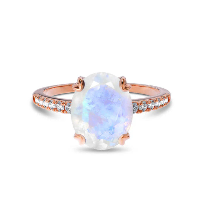 Nhẫn đá Mặt Trăng Giác Cắt Kim Cương Radiant Khối Quả Trứng Aurora Saigon