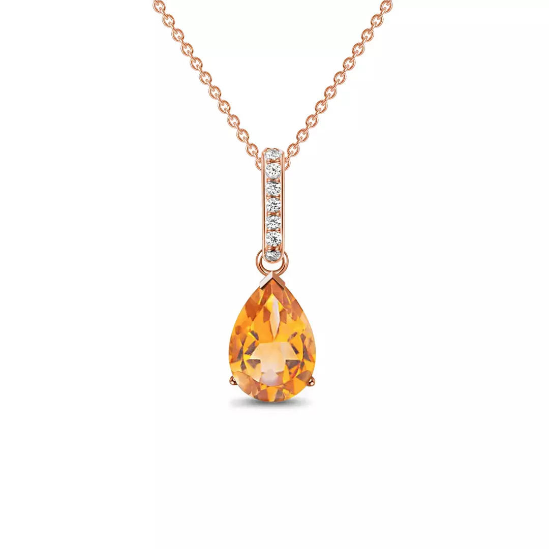 Pear cut citrine pendant rose gold