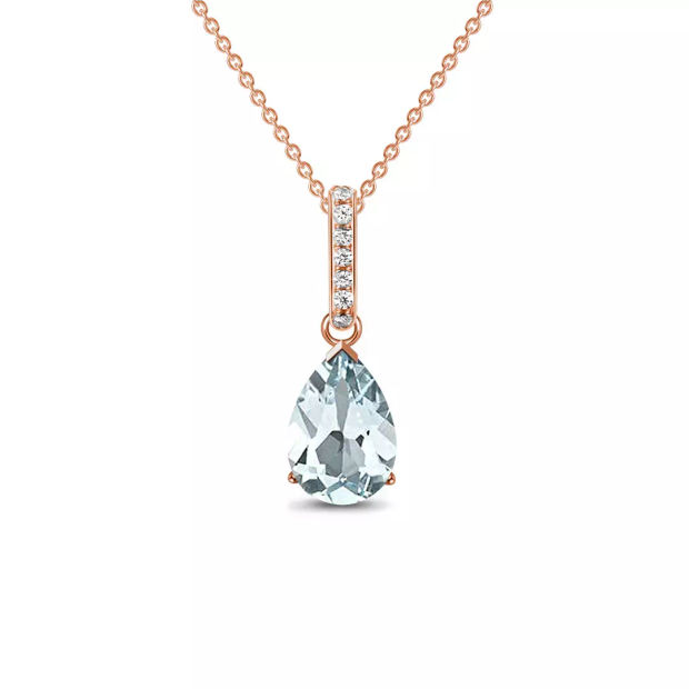 Aquamarine Pear Shaped Rose Gold Pendant