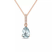 Aquamarine Pear Shaped Rose Gold Pendant