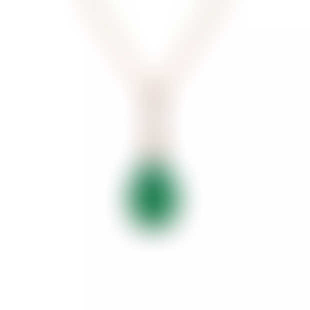 Green Onyx Pear Pendant with white topaz set bale